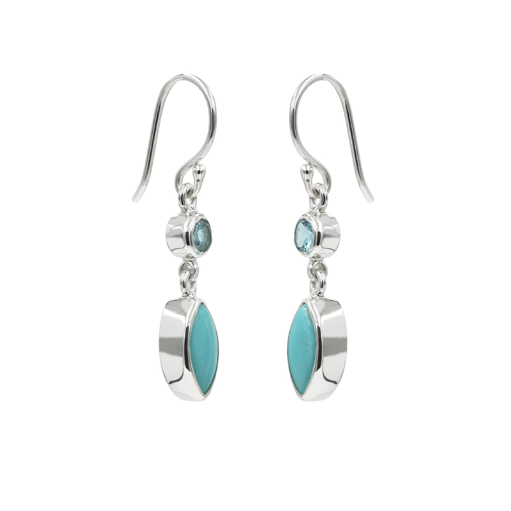 Starborn Blue Topaz & Sleeping Beauty Turquoise Dangle Earrings in Sterling Silver