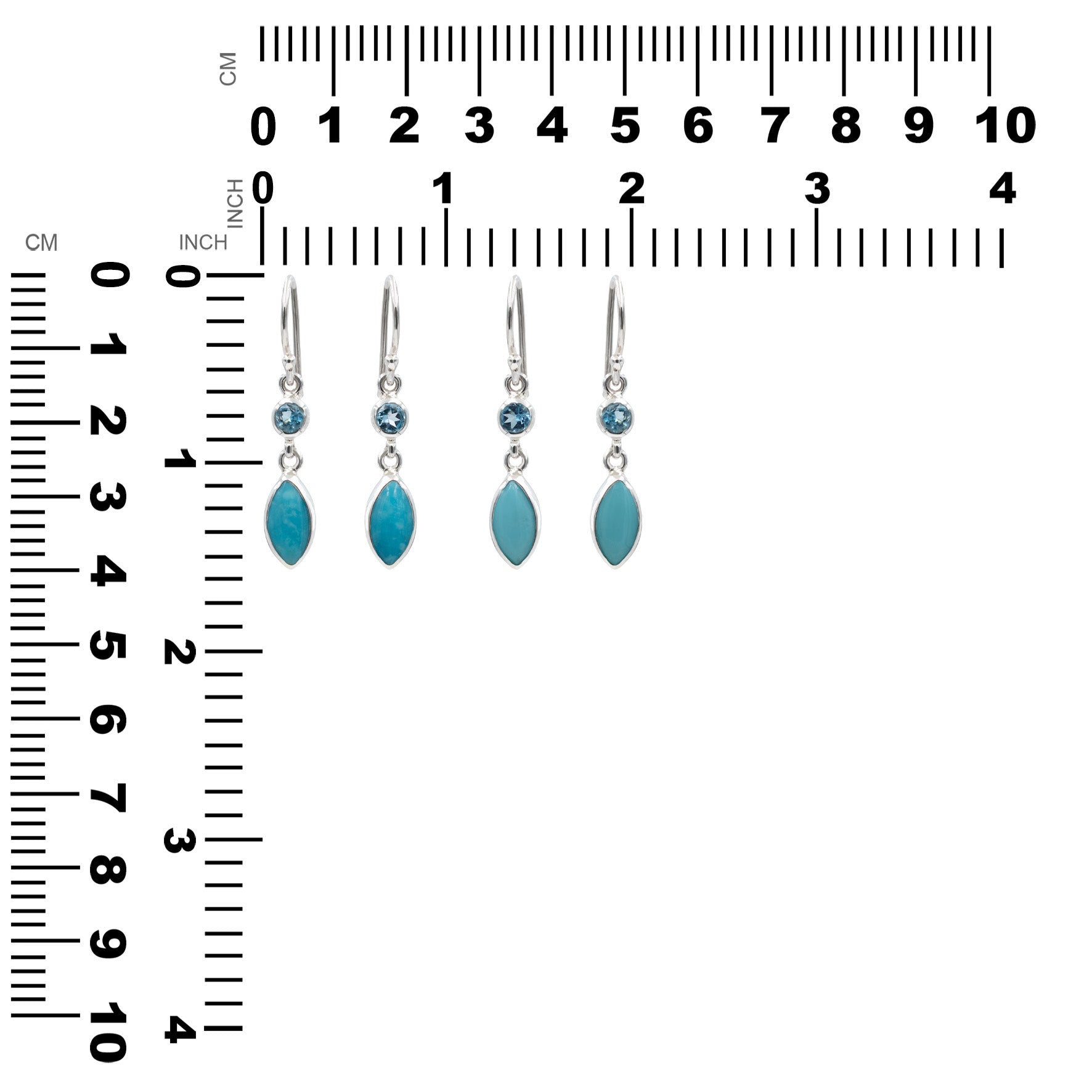 Starborn Blue Topaz & Sleeping Beauty Turquoise Dangle Earrings in Sterling Silver