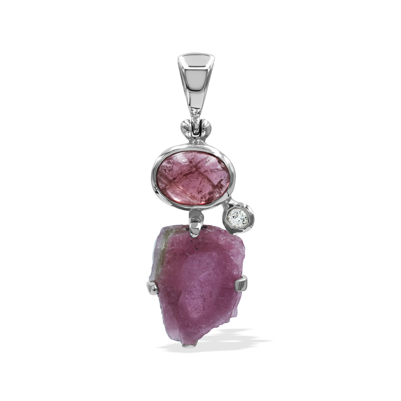 Starborn Tourmaline and White Topaz Pendant in Sterling Silver