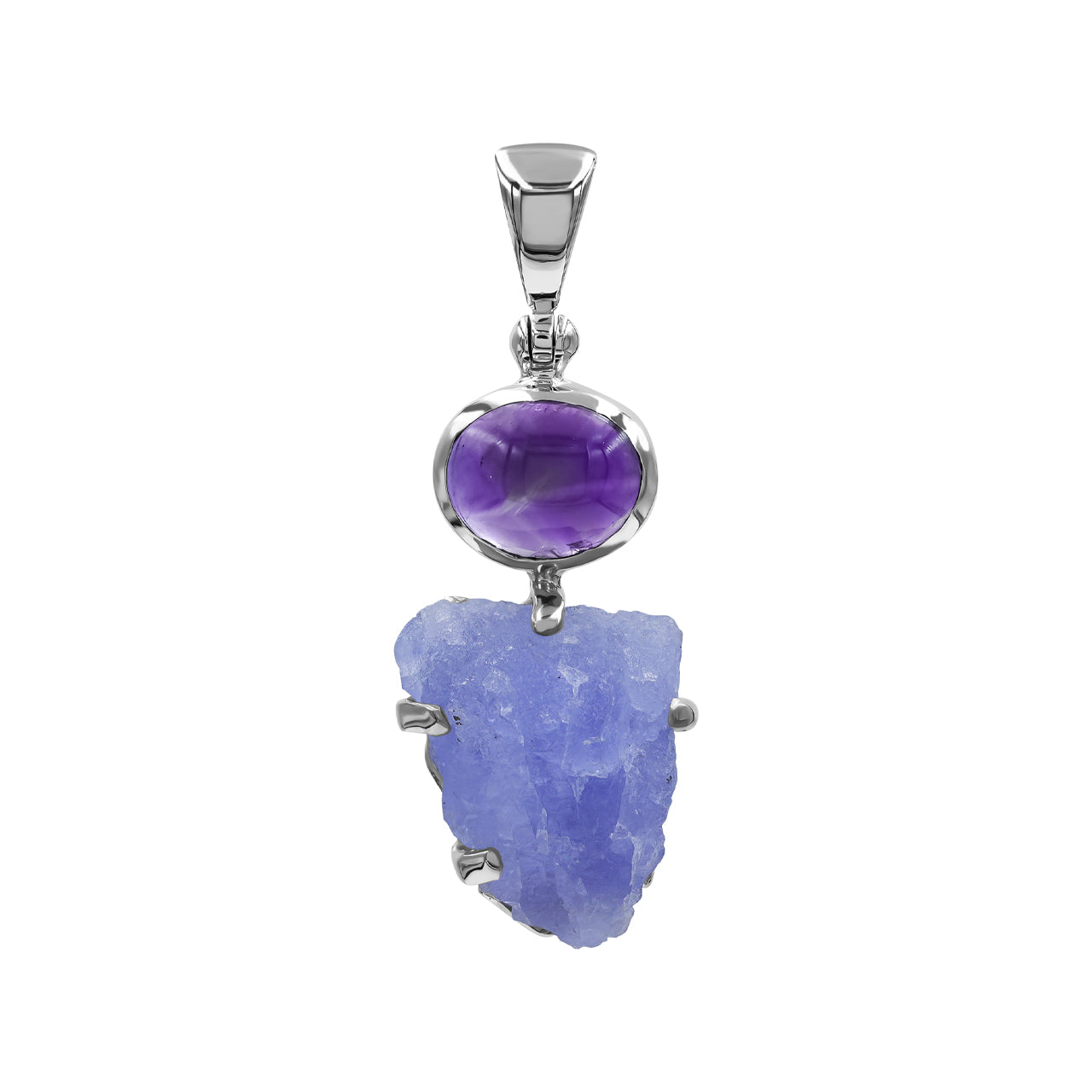 Starborn Amethyst and Fluorescent Hackmanite Pendant in Sterling Silver