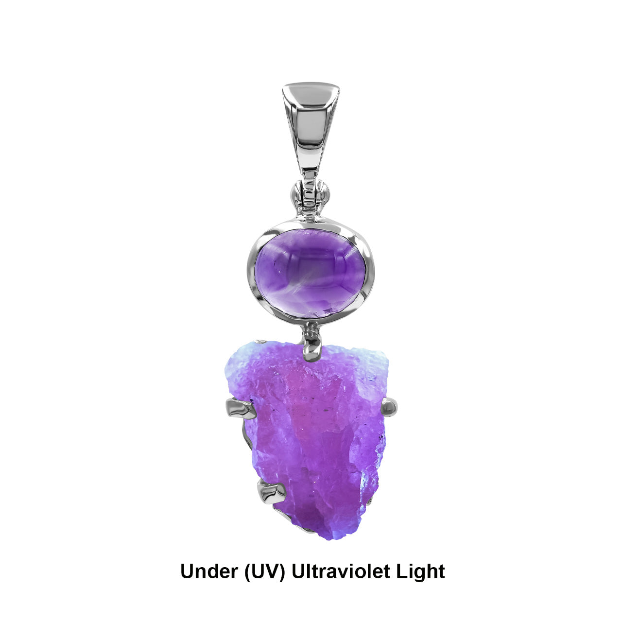 Starborn Amethyst and Fluorescent Hackmanite Pendant in Sterling Silver