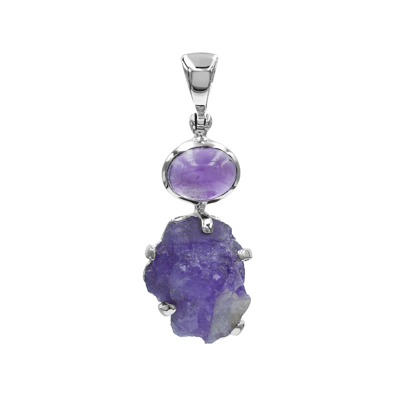 Starborn Amethyst und fluoreszierender Hackmanit-Anhänger in Sterlingsilber