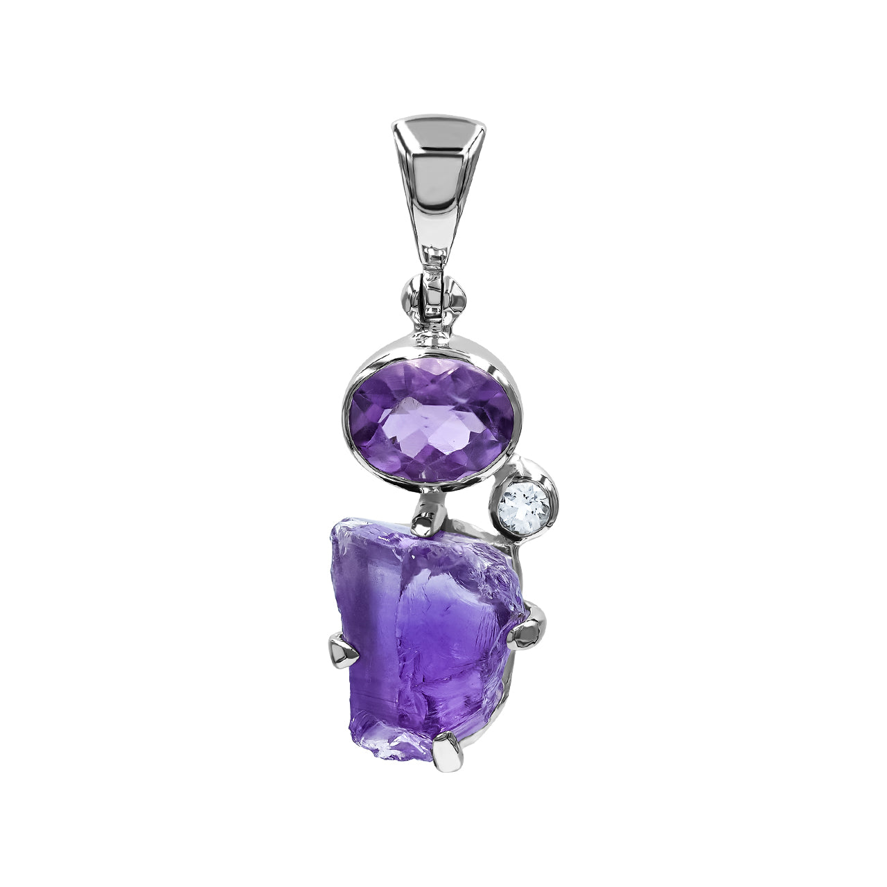 Starborn Amethyst and White Topaz Pendant in Sterling Silver