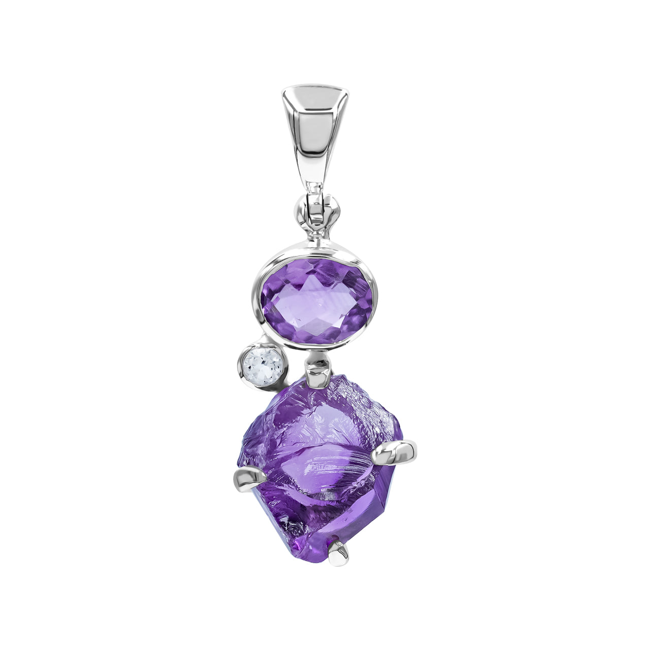 Starborn Amethyst and White Topaz Pendant in Sterling Silver