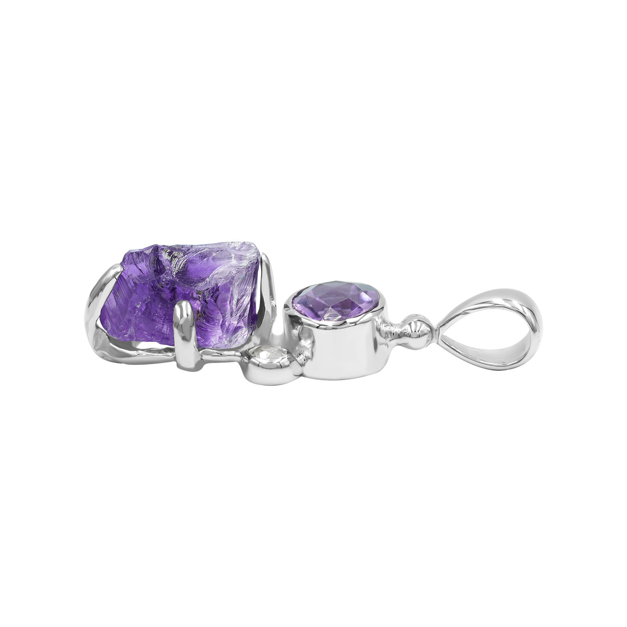 Starborn Amethyst und weißer Topas Anhänger in Sterling Silber