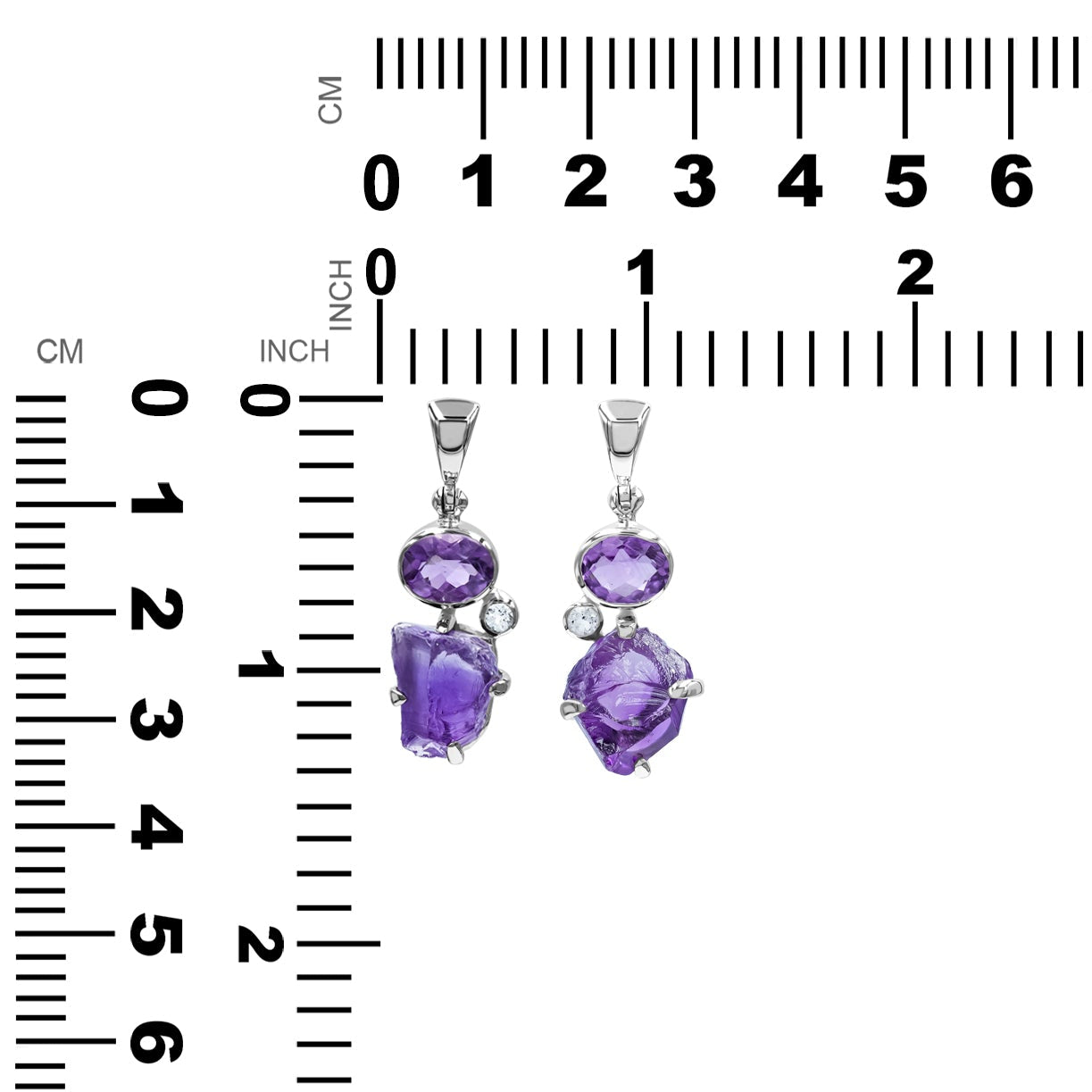 Starborn Amethyst und weißer Topas Anhänger in Sterling Silber