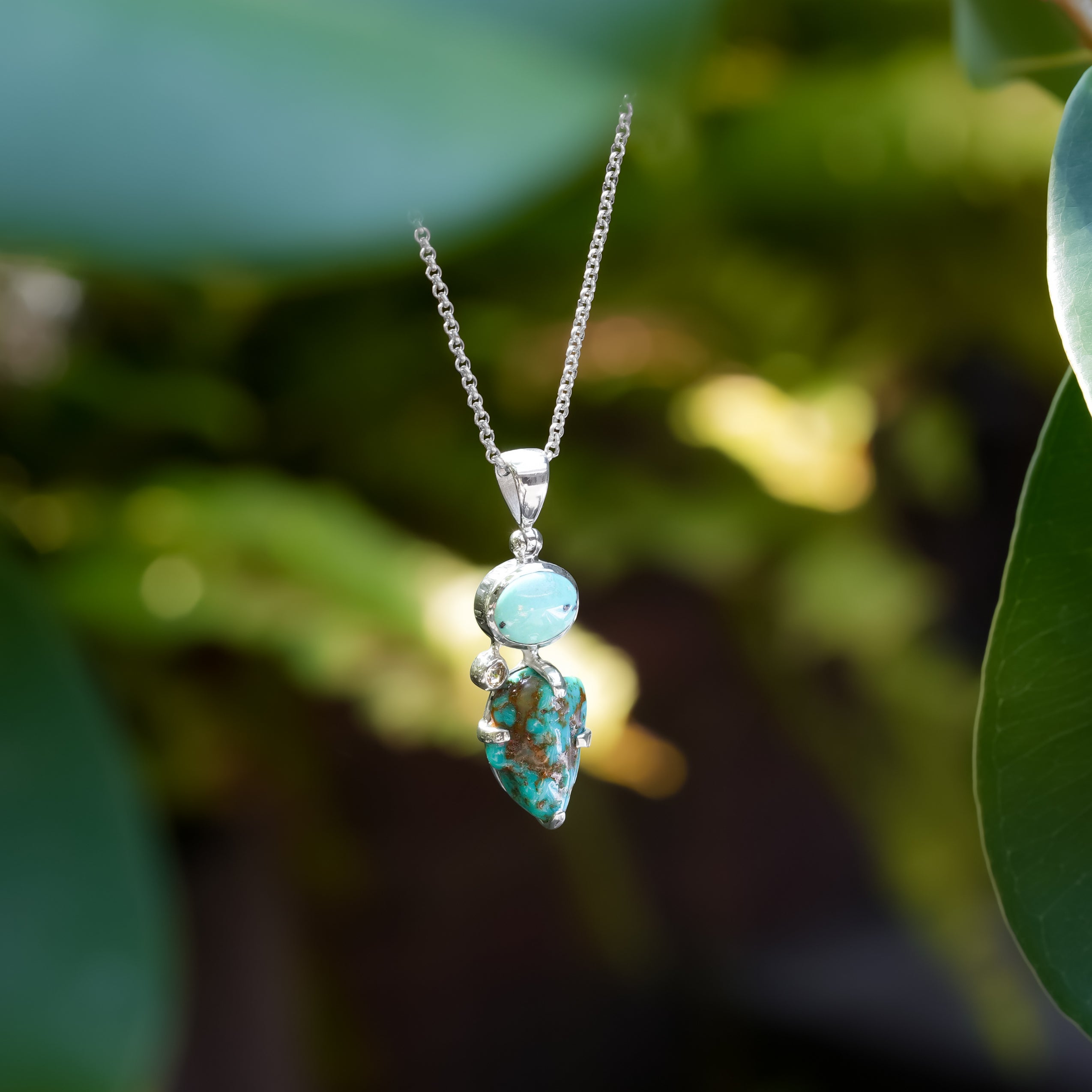 Starborn Campitos Turquoise with White Topaz in Sterling Silver