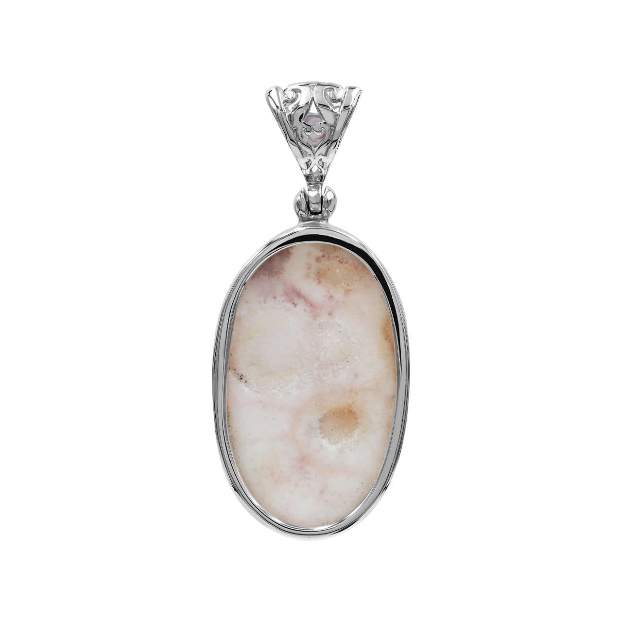 Starborn Pink Natrolite and Tourmaline Pendant in Sterling Silver
