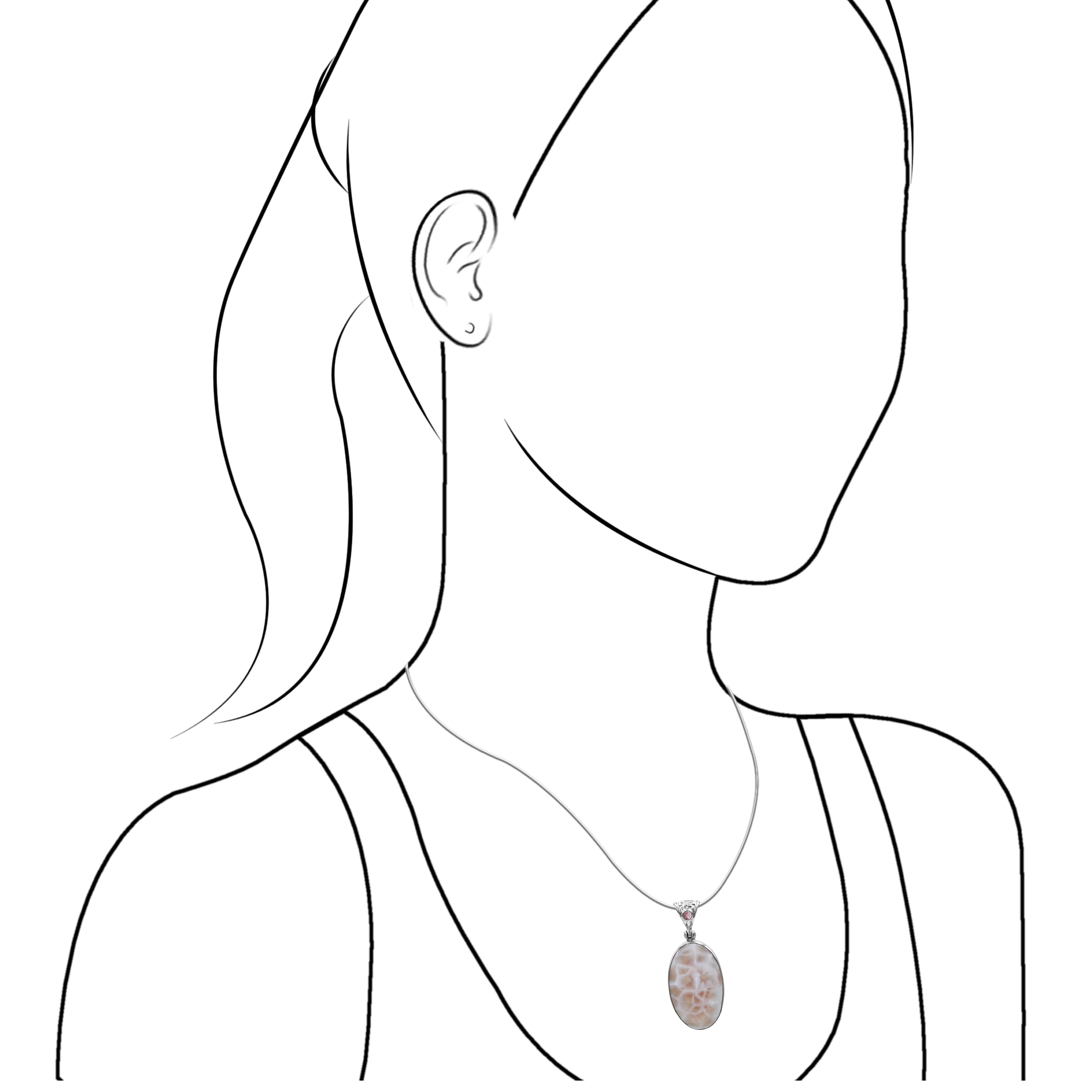 Starborn Pink Natrolite and Tourmaline Pendant in Sterling Silver