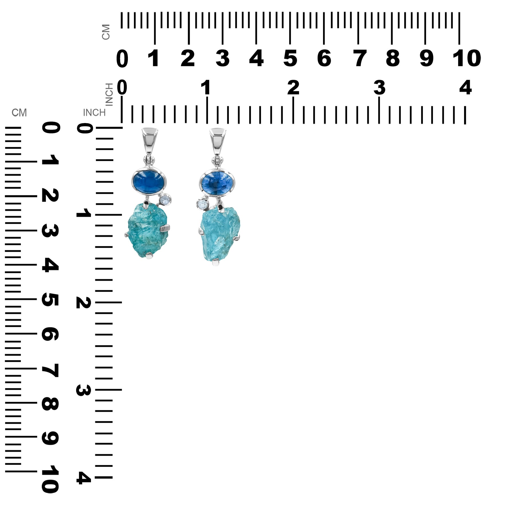 Starborn Blue Apatite, Apatite Crystal, and White Topaz Pendant in Sterling Silver