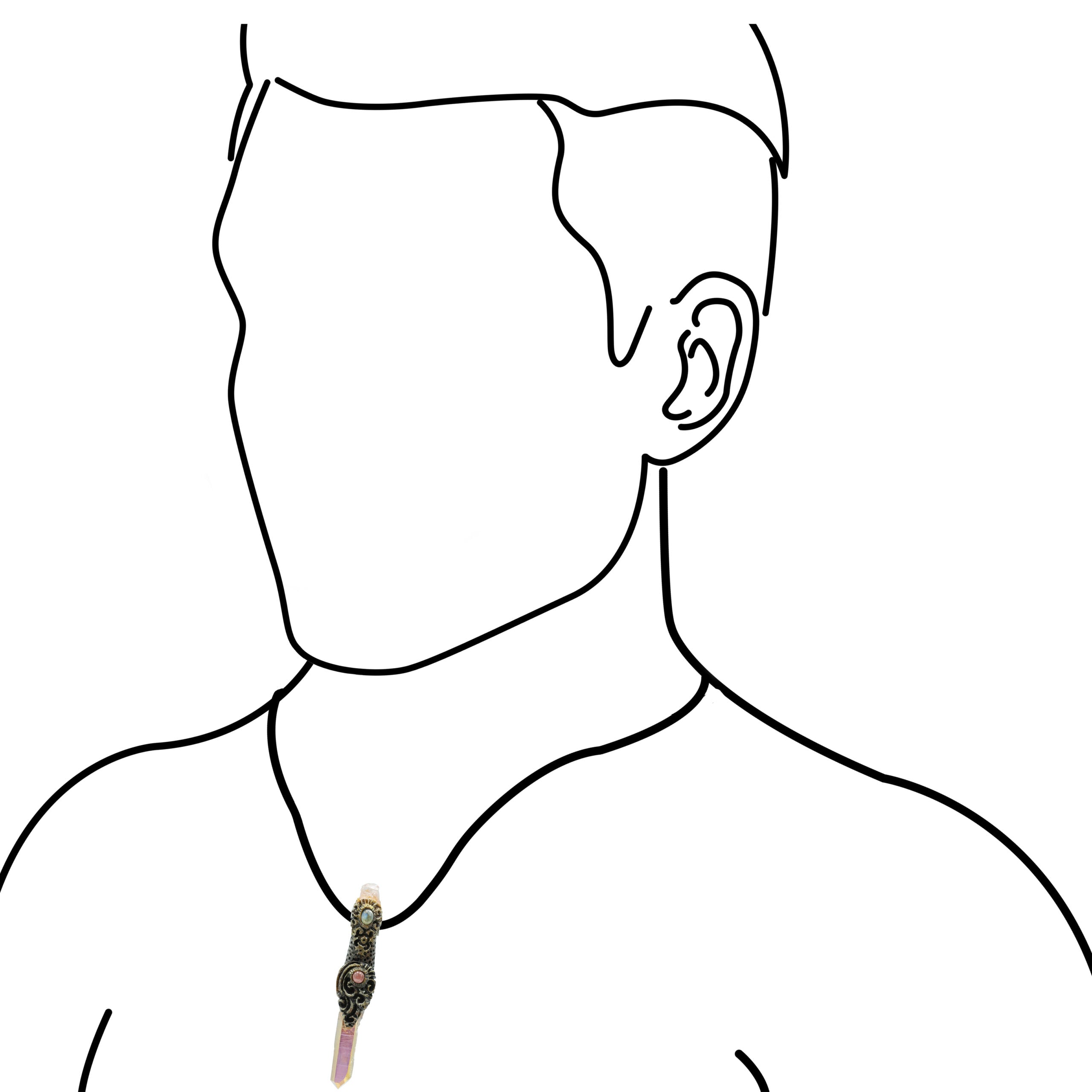 Sunset Aura Quartz Crystal Wand Pendant