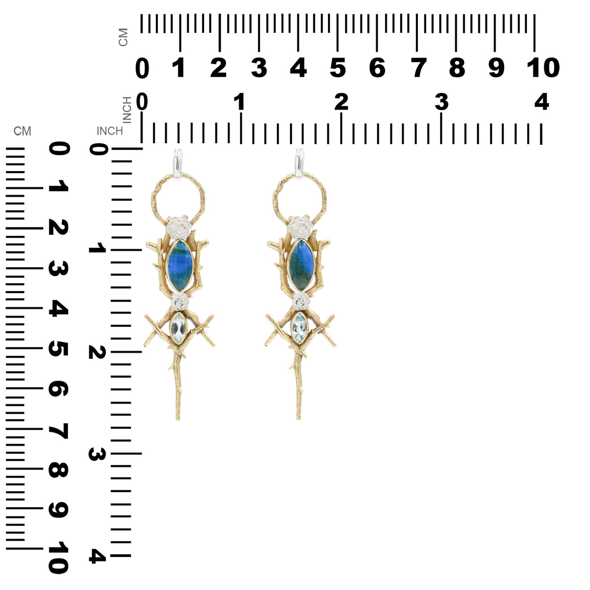 Starborn Thorn and Rose Pendant with Peruvian Blue Opal & Blue Topaz in Nordic Gold & Sterling Silver