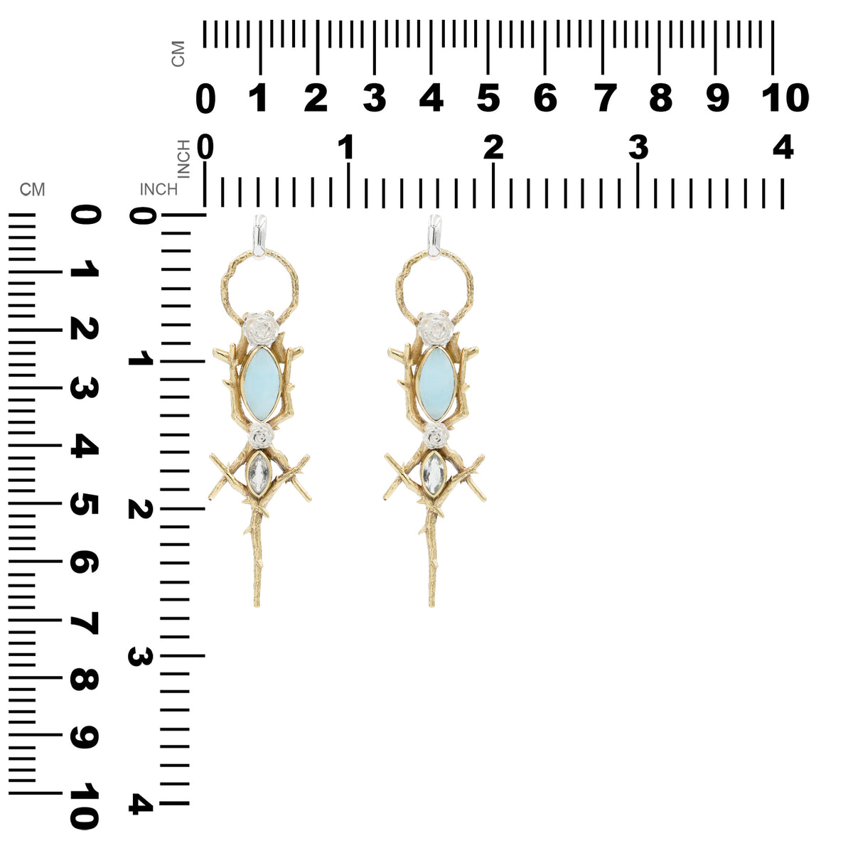 Starborn Thorn and Rose Pendant with Hemimorphite & White Topaz in Nordic Gold & Sterling Silver