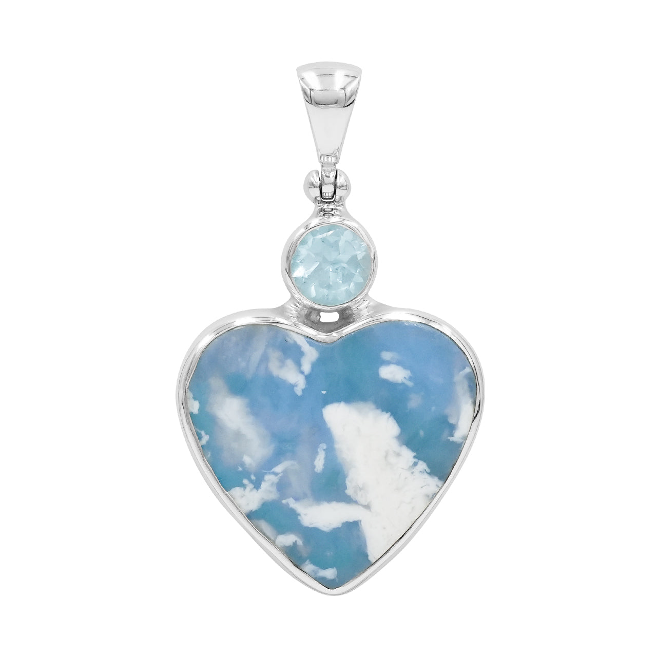 Starborn Aura Plume Agate Heart Pendant in Sterling Silver
