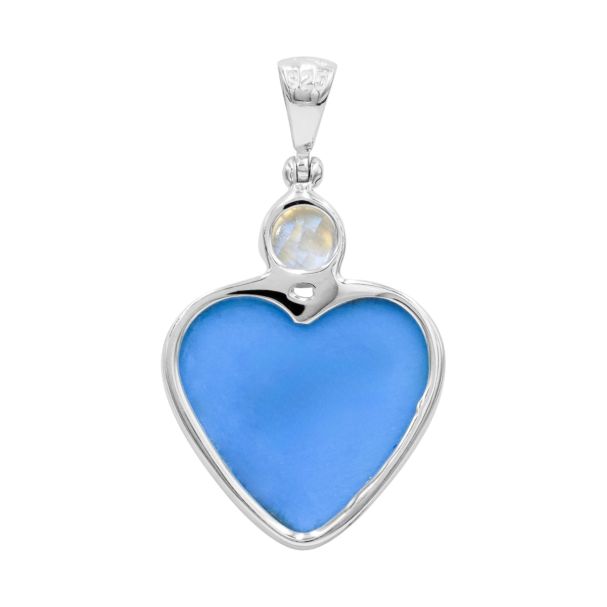 Starborn Aura Plume Agate Heart Pendant in Sterling Silver