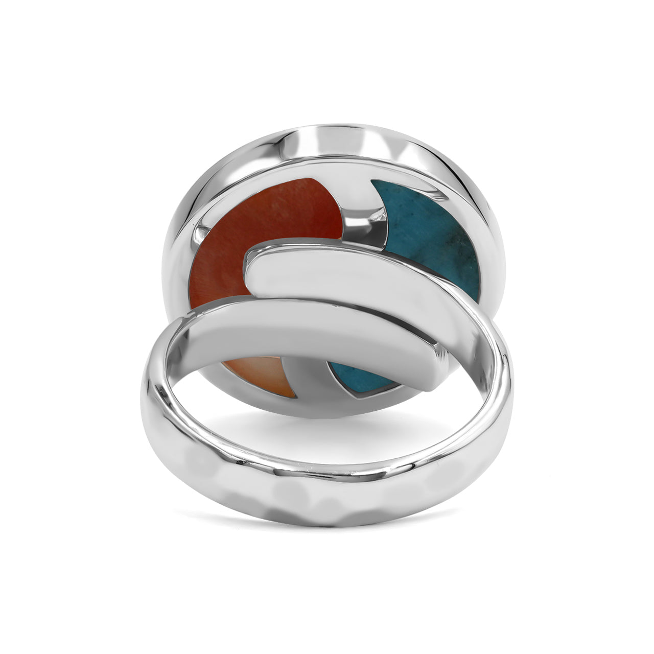 Starborn Turquoise & Spiney Oyster Shell Yin Yang Round Ring in Sterling Silver