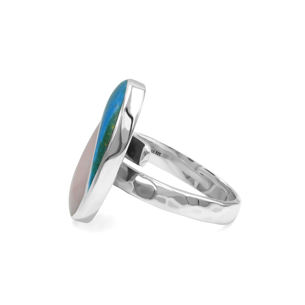 Starborn Pink Opal & Peruvian Blue Opal Yin & Yang Oval Ring in Sterling Silver