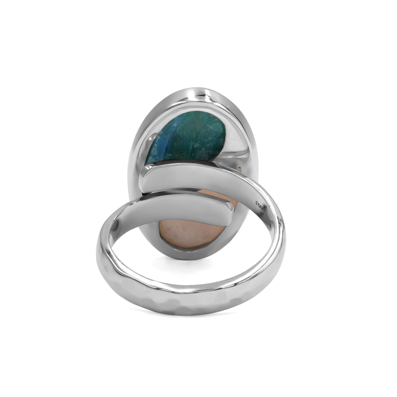 Starborn Pink Opal & Peruvian Blue Opal Yin & Yang Oval Ring in Sterling Silver