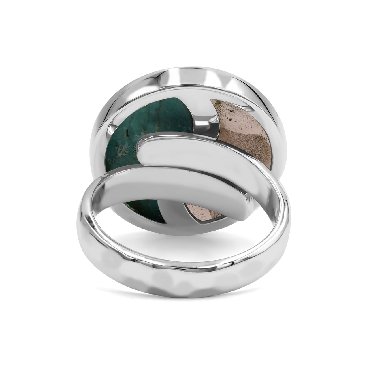 Starborn Turquoise & Guava Quartz Yin and Yang Round Ring in Sterling Silver