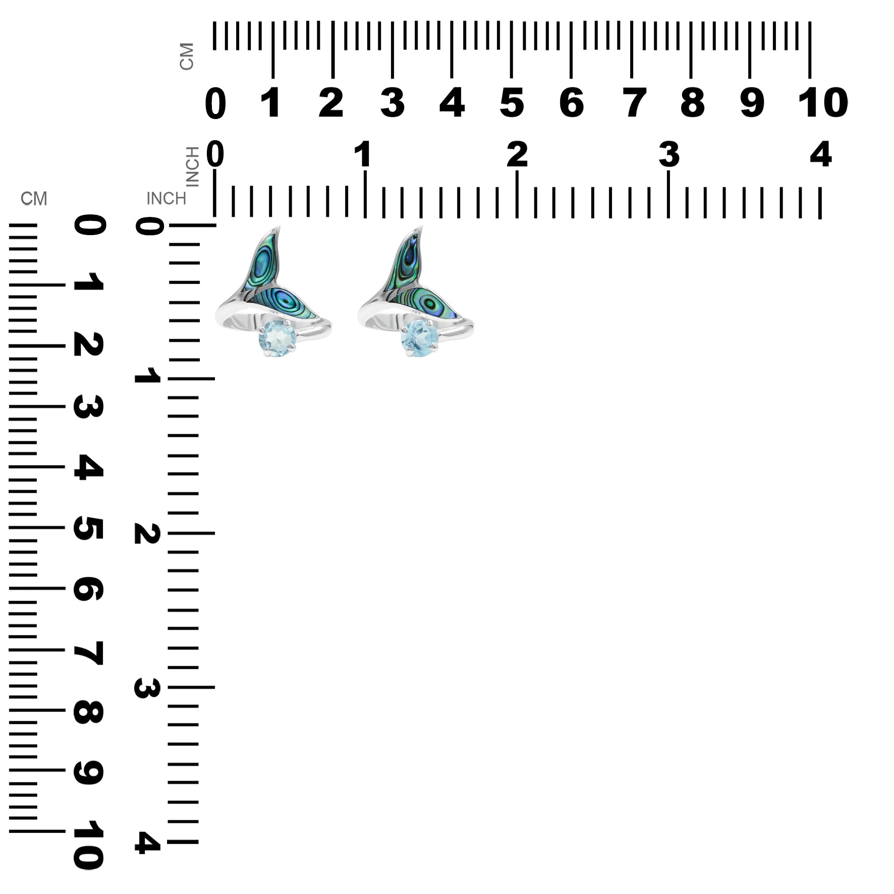 Starborn Abalone Shell & Faceted Blue Topaz Whale Tail Wrap Ring in Sterling Silver