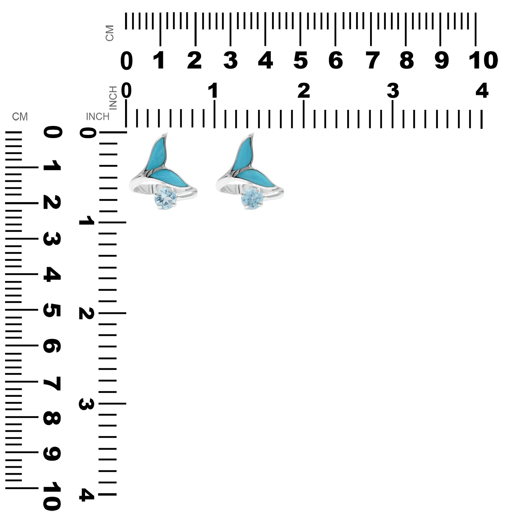 Starborn Sleeping Beauty Turquoise & Faceted Blue Topaz Whale Tail Wrap Ring in Sterling Silver