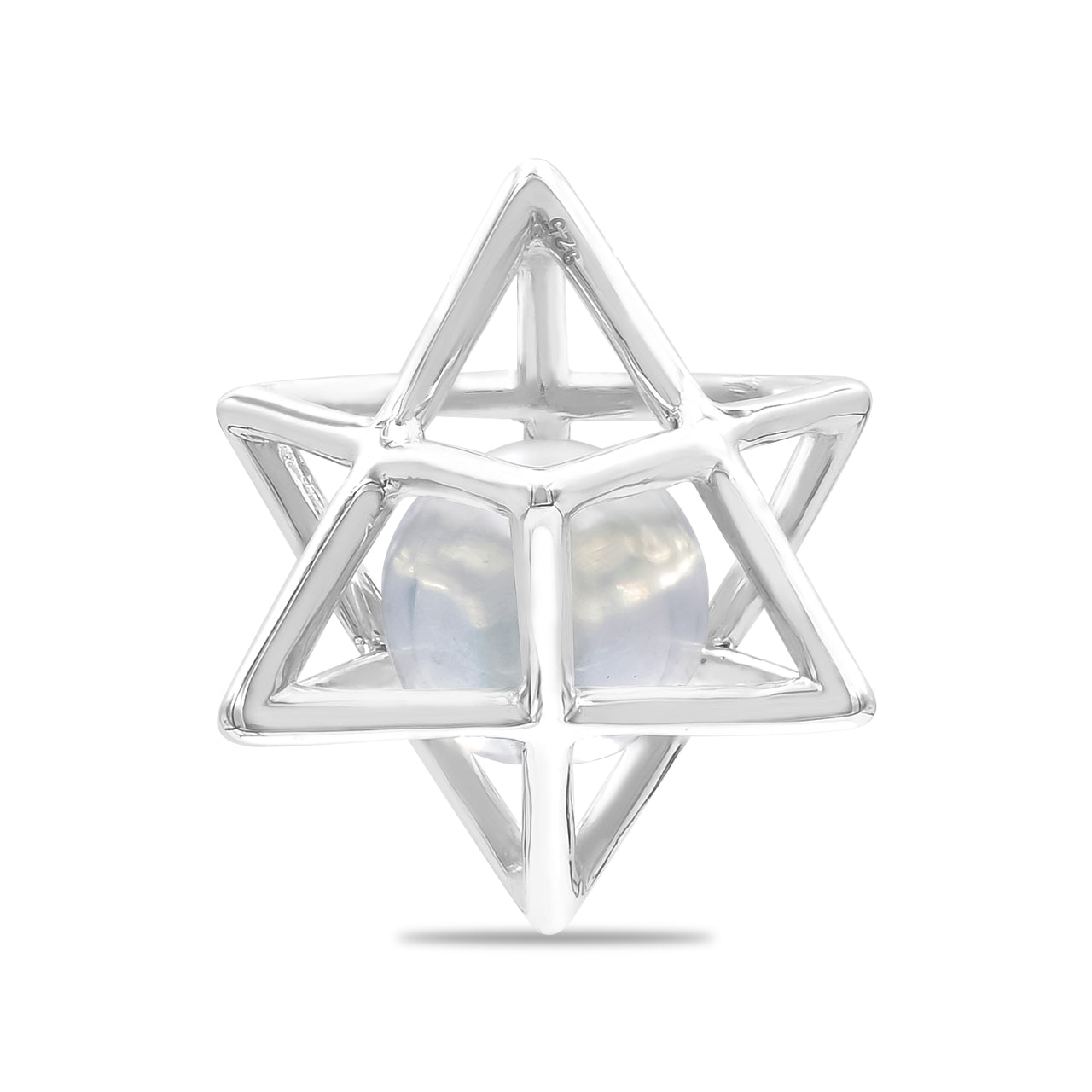 Colgante con esfera de piedras preciosas de jaula mediana Merkabah de Starborn en plata de ley