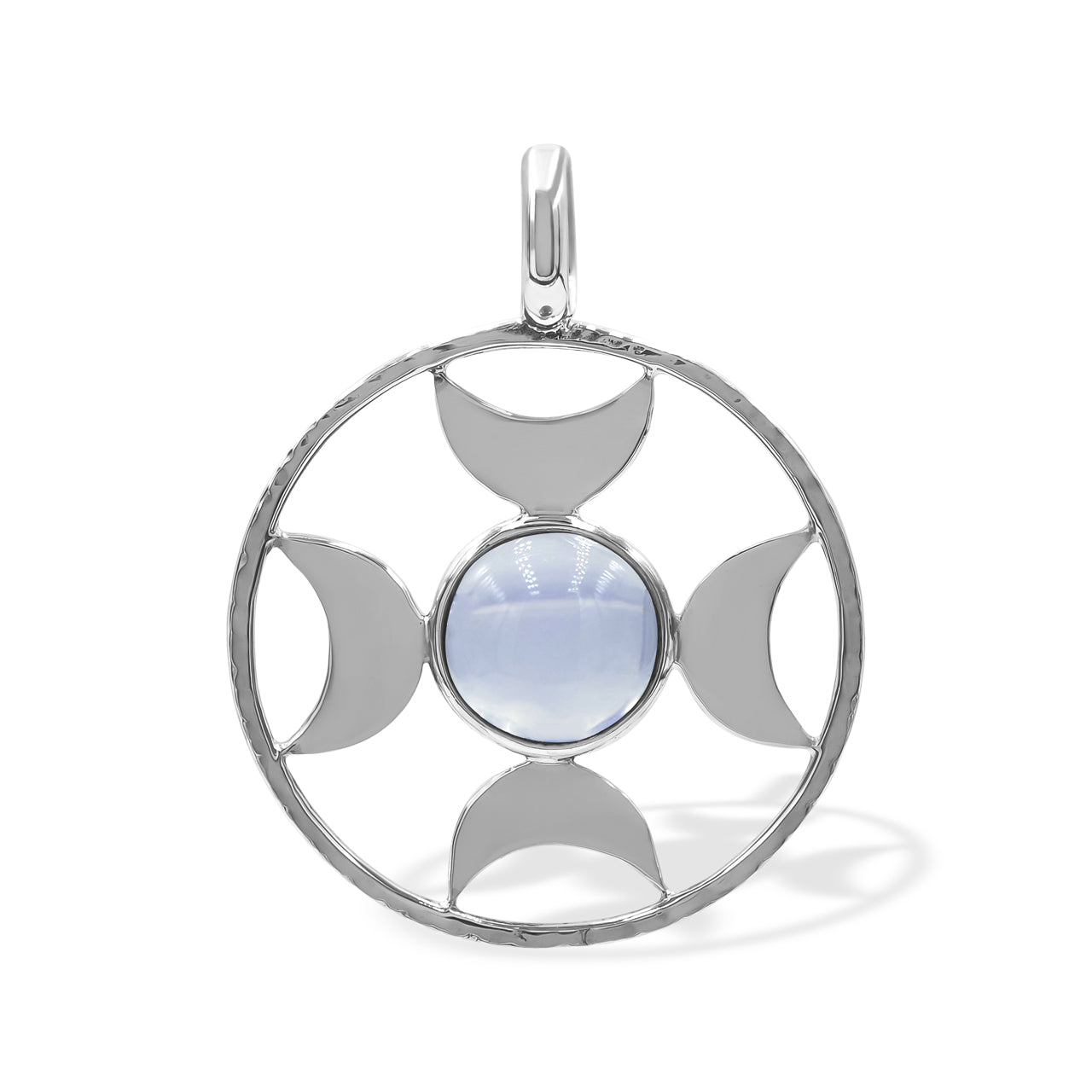Starborn Directional Crescent Moon Sphere Pendant in Sterling Silver - Small