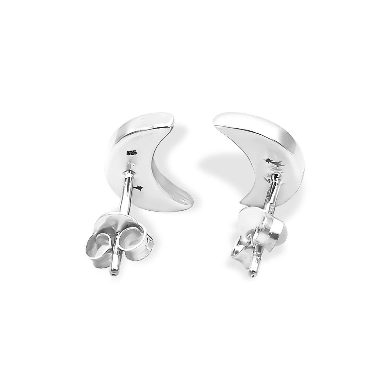 Aretes estilo poste con forma de luna creciente de Starborn en plata de ley