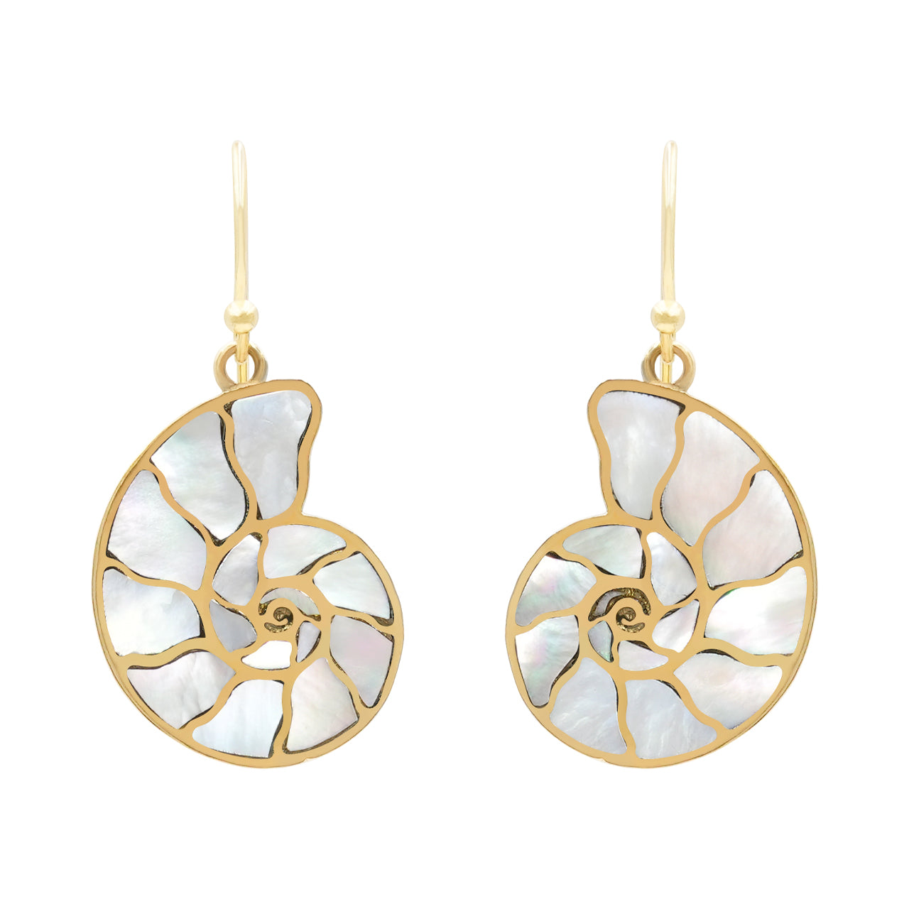 Starborn Nautilus Ammonite with Mother of Pearl Inlay Earring