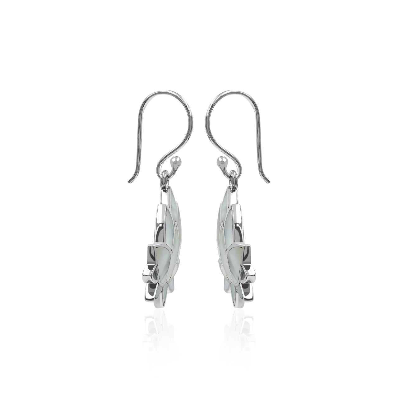 Starborn Gemstone Inlay Lotus Earring in Sterling Silver