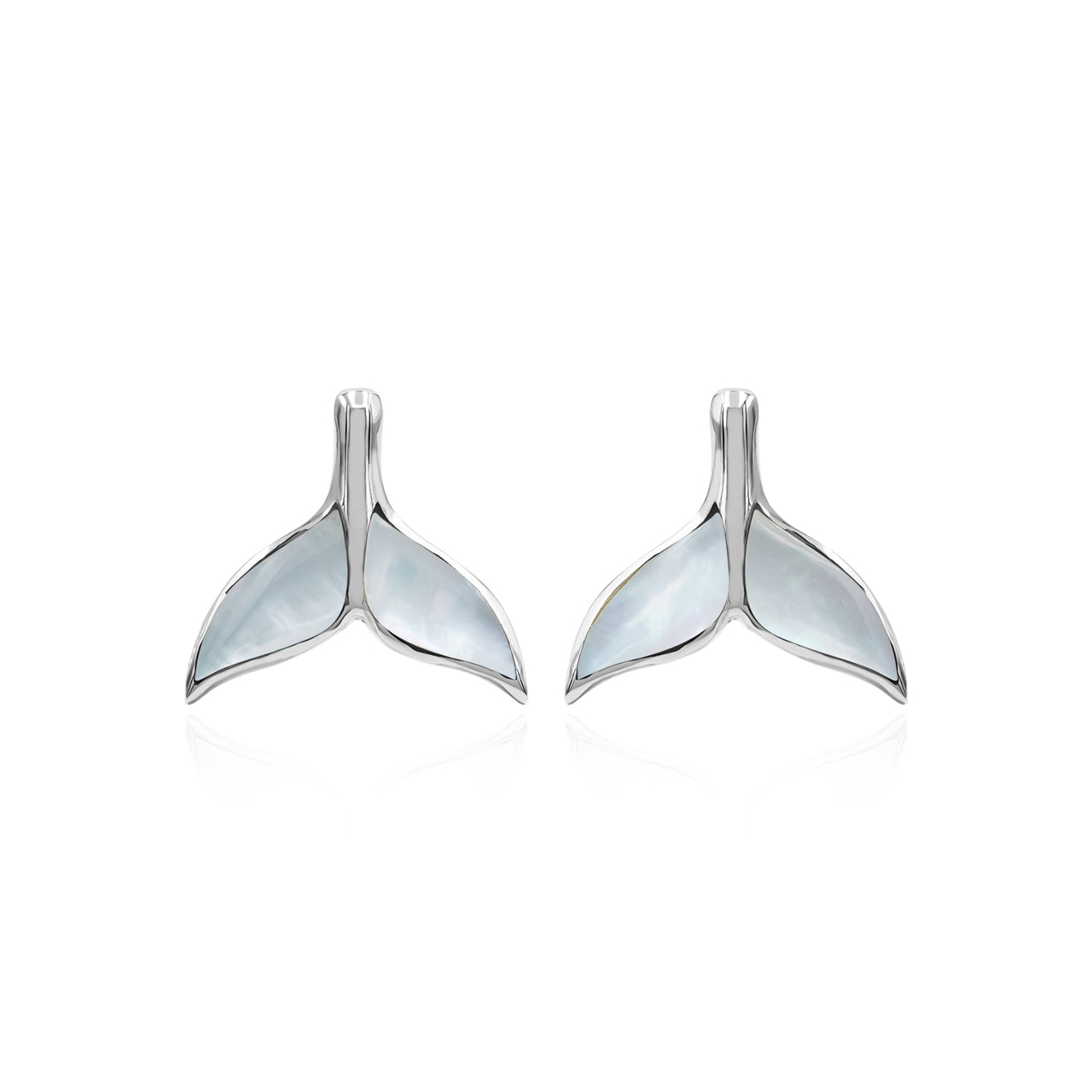 Starborn Whale Tail Gemstone Inlay Post Earrings in Sterling Silver - Extra Small