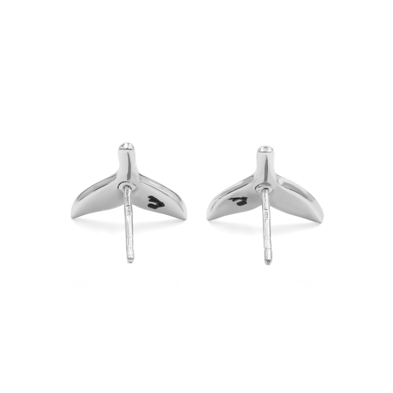 Starborn Whale Tail Gemstone Inlay Post Earrings in Sterling Silver - Extra Small