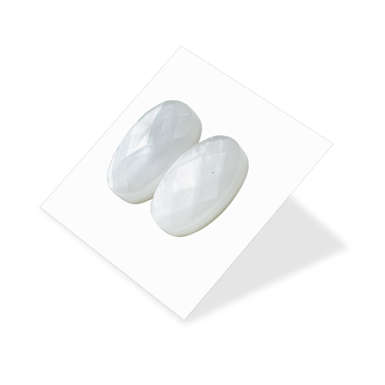 Facettiertes Perlmutt-Doublet, oval, 25 mm, 1 Paar