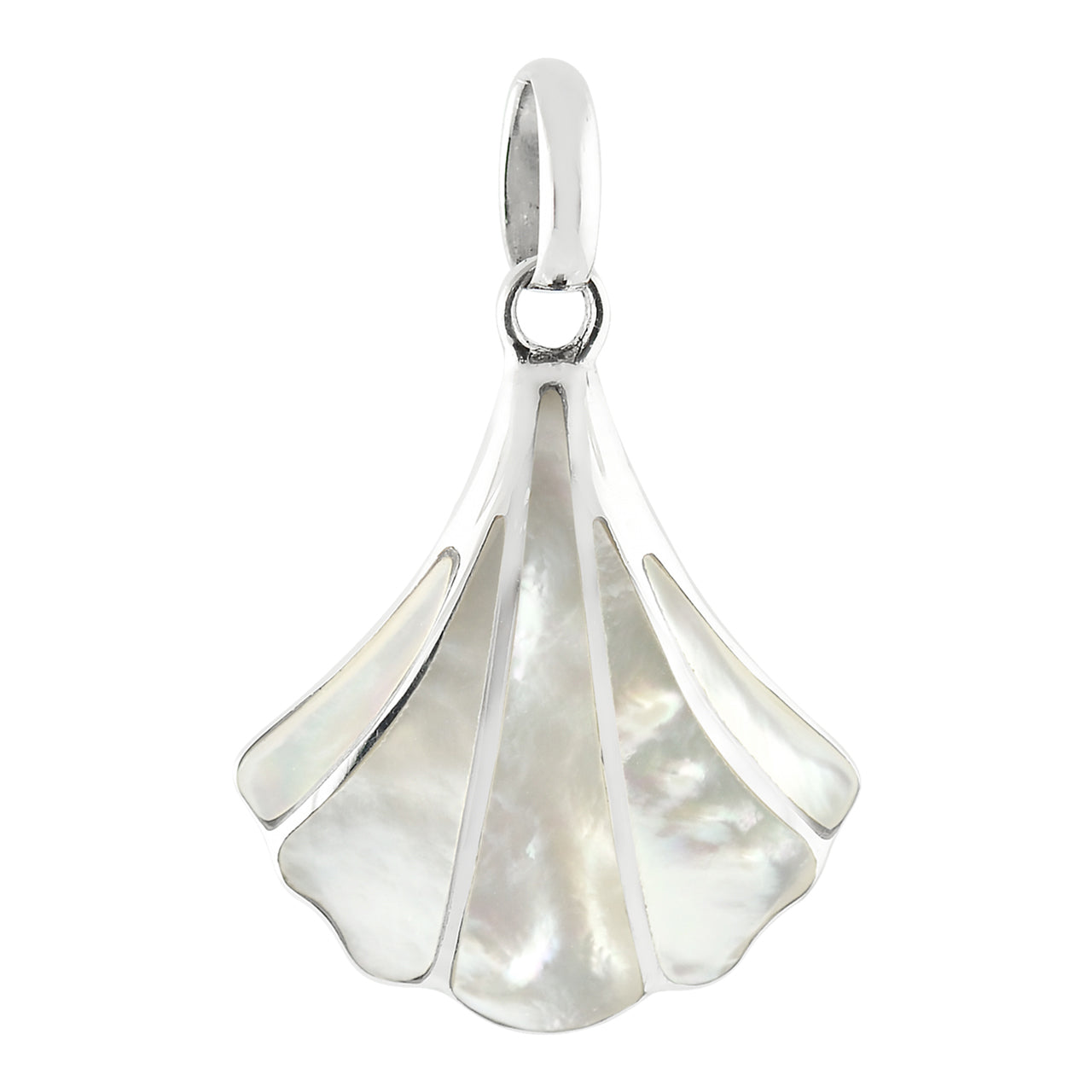 Hermoso colgante de concha de mar con incrustaciones de ammolita de Starborn en plata de ley