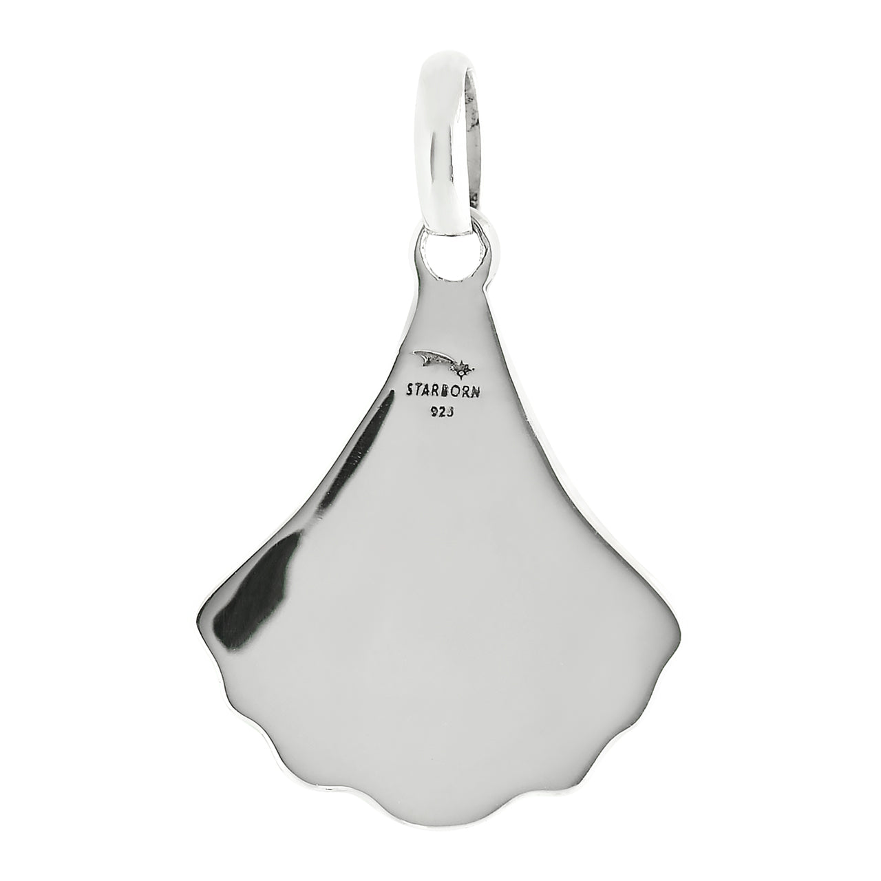 Hermoso colgante de concha de mar con incrustaciones de ammolita de Starborn en plata de ley