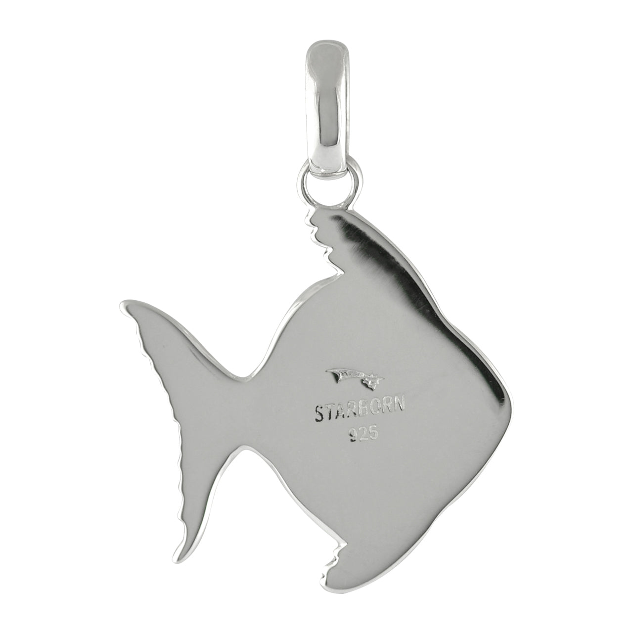 Starborn Turquoise Gemstones Inlay Fish Pendant in Sterling Silver