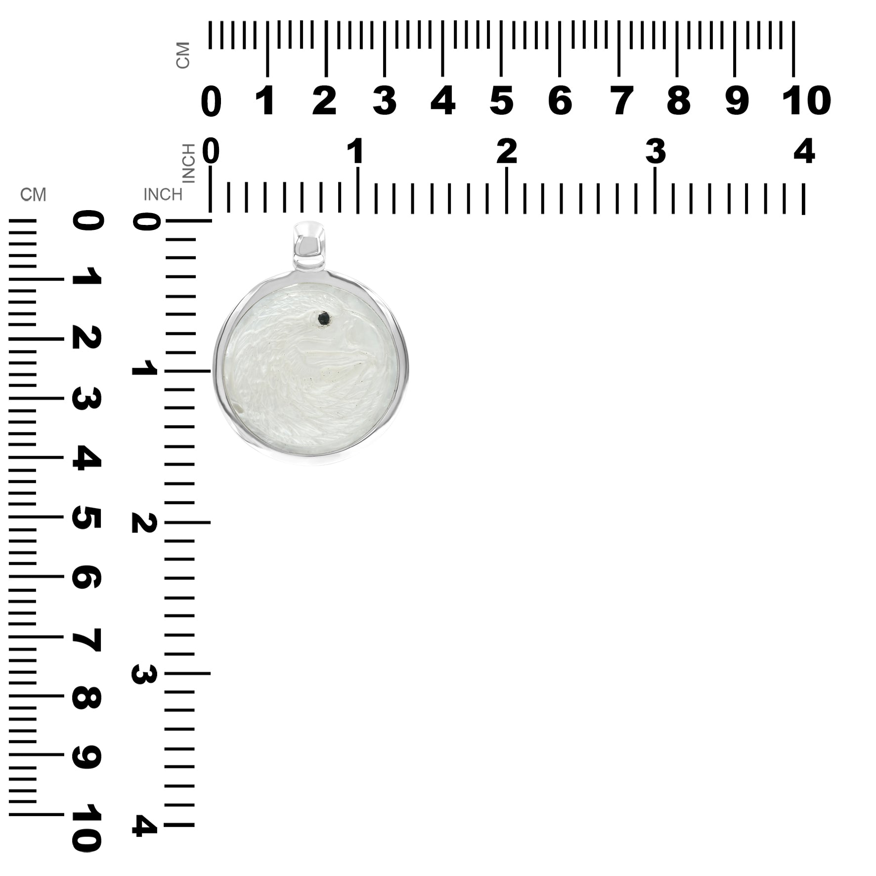 Starborn Mother of Pearl Carved Eagle Head Medallion Style Pendant in Sterling Silver