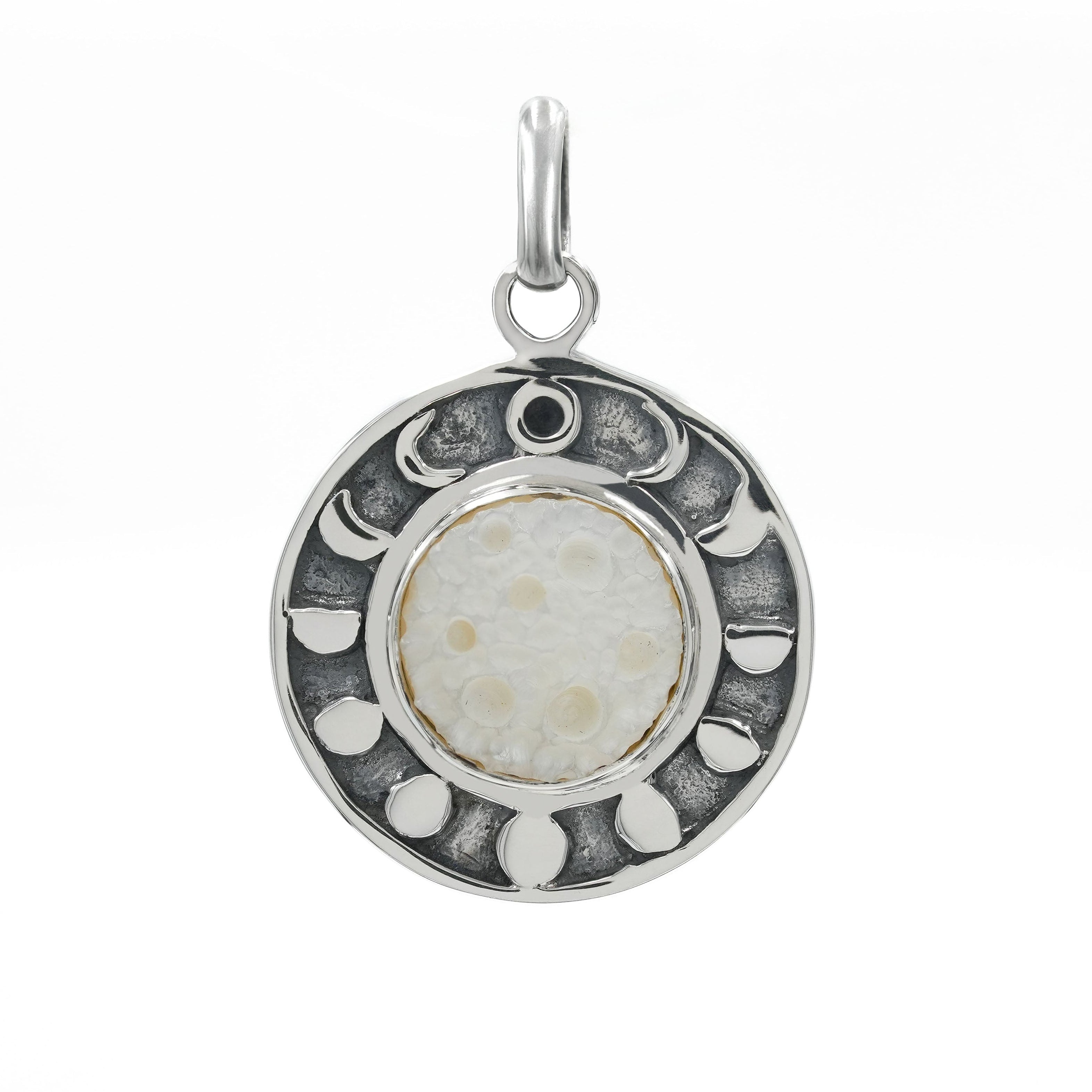 Starborn Mother of Pearl Moon Phases Pendant in Sterling Silver