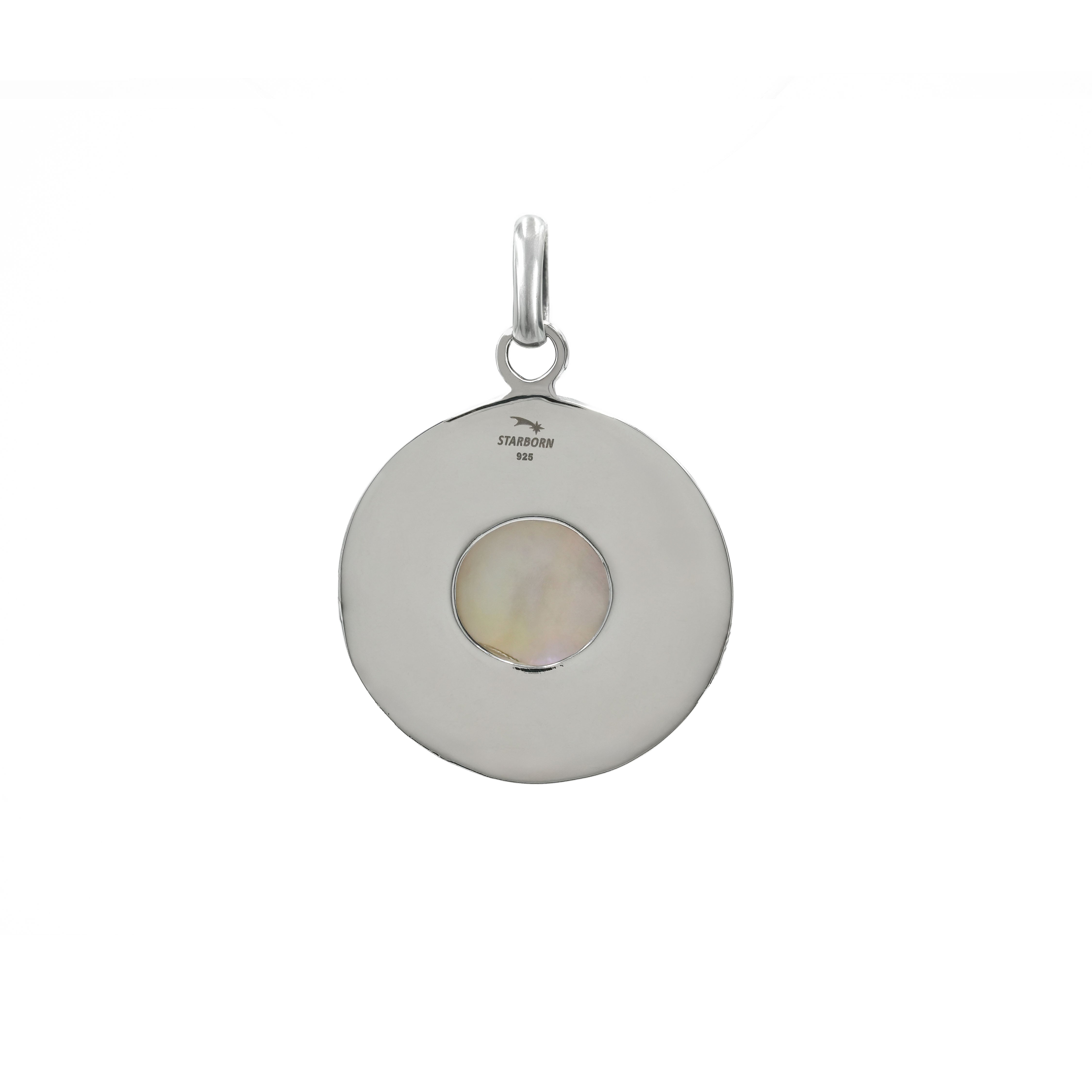 Starborn Mother of Pearl Moon Phases Pendant in Sterling Silver