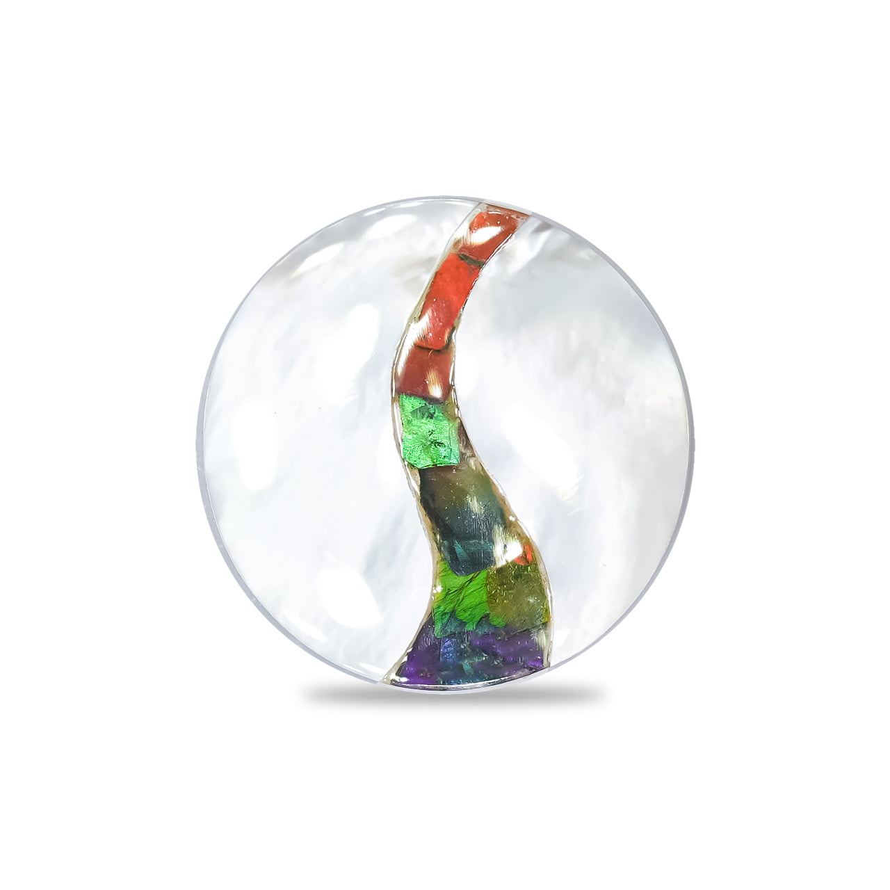 Mother of Pearl with Ammolite Inlay Round Cabochon 26 mm