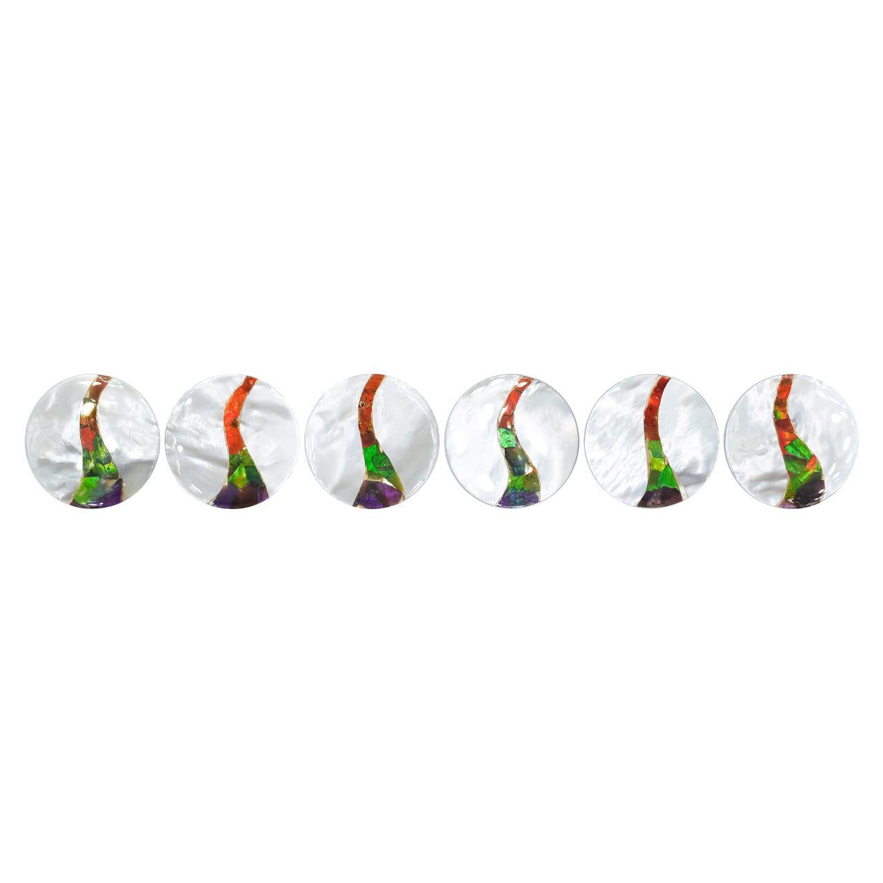 Mother of Pearl with Ammolite Inlay Round Cabochon 26 mm