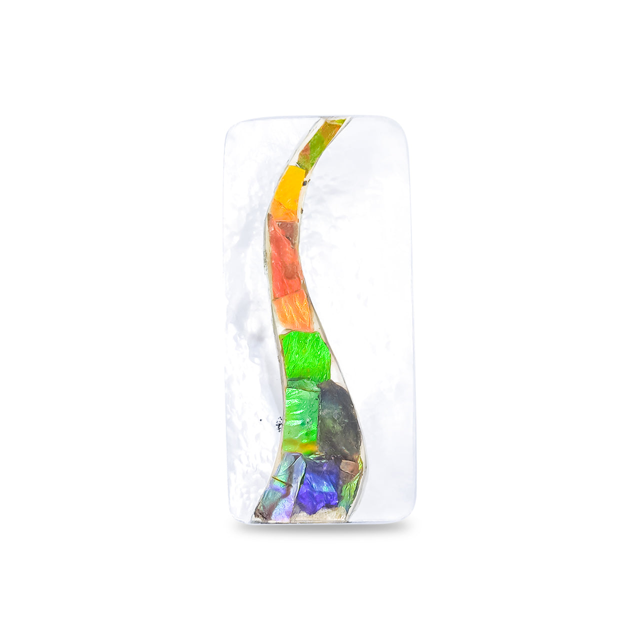 Mother of Pearl and Ammolite Inlay Rectangle Cabochon 28x13 mm