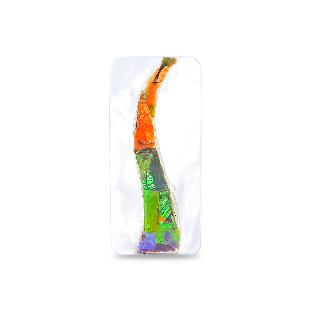 Mother of Pearl and Ammolite Inlay Rectangle Cabochon 28x13 mm