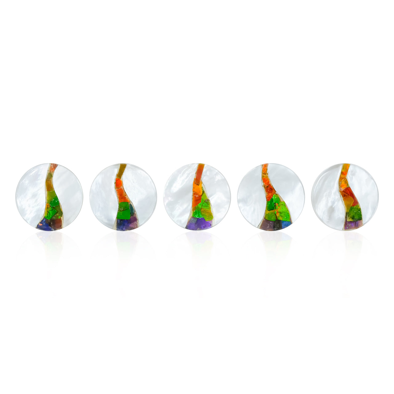 Starborn Round 18 mm Cabochon Mother of Pearl with Ammolite Inlay - 1 Piece