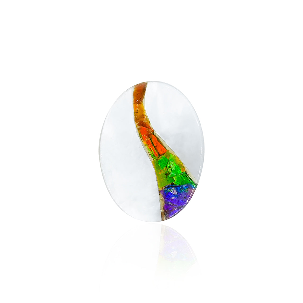 Starborn Mother of Pearl and Ammolite Inlay Oval Cabochon - 1 Piece