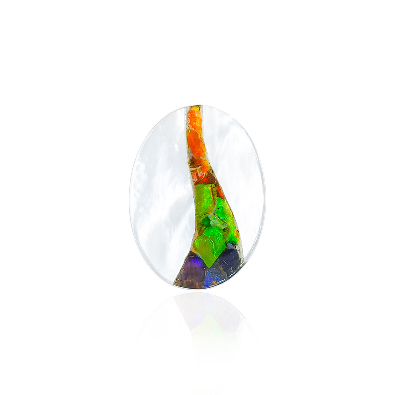 Starborn Mother of Pearl and Ammolite Inlay Oval Cabochon - 1 Piece