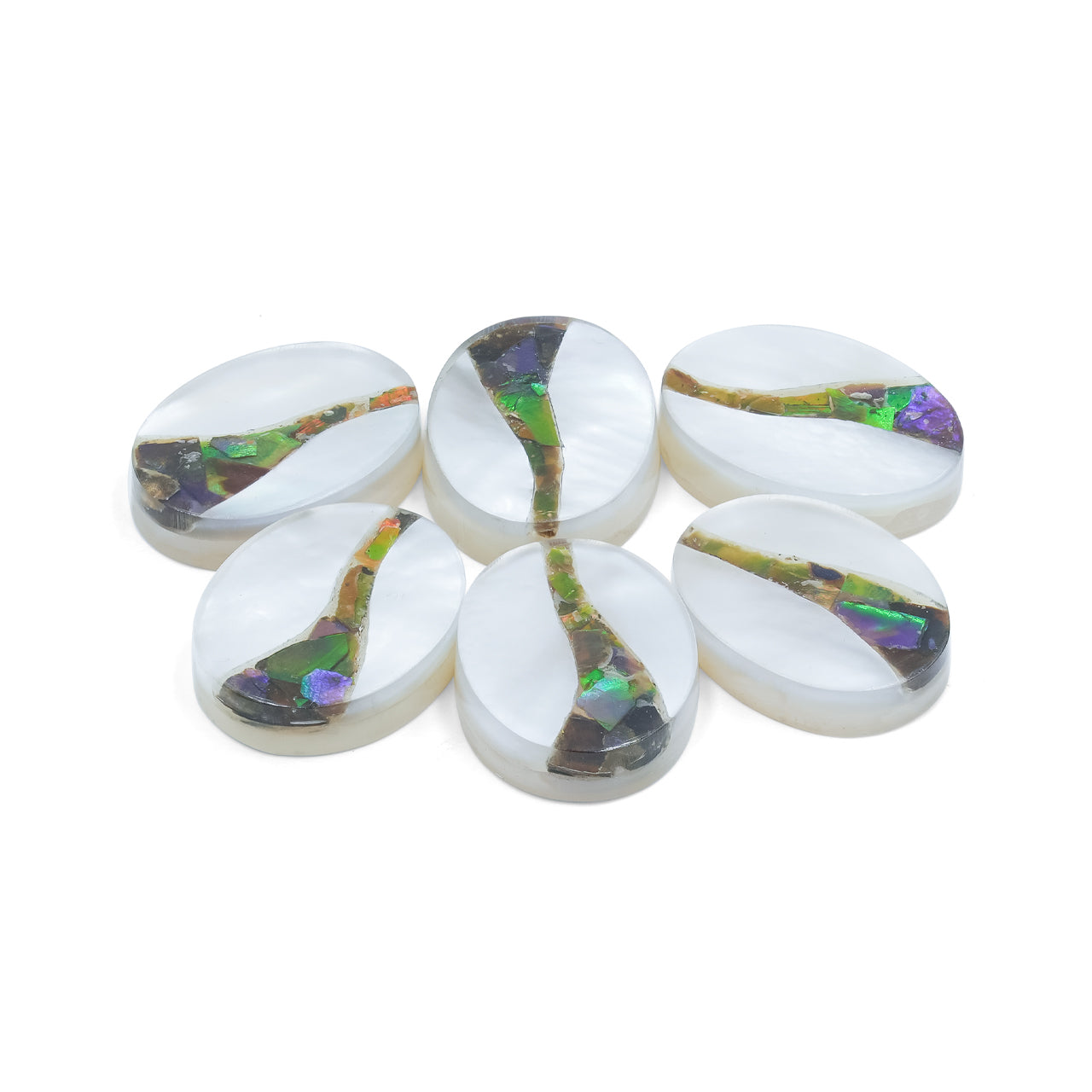 Starborn Mother of Pearl and Ammolite Inlay Oval Cabochon - 1 Piece