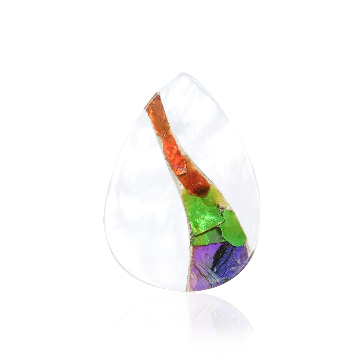 Starborn Mother of Pearl and Ammolite Inlay Pear Cabochon - 1 Piece