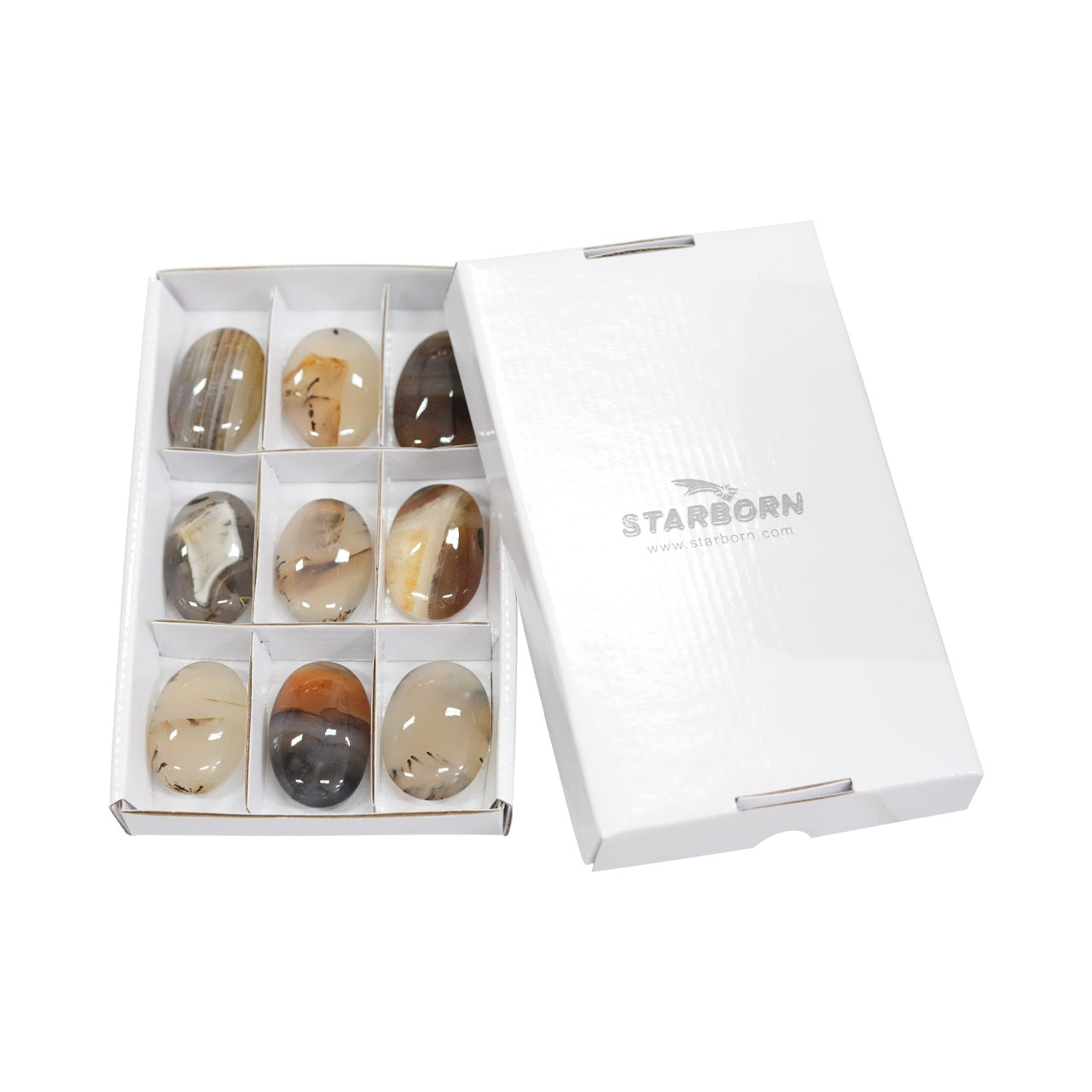 Starborn Montana Agate Palm Stone Flat 350g - 9 pcs