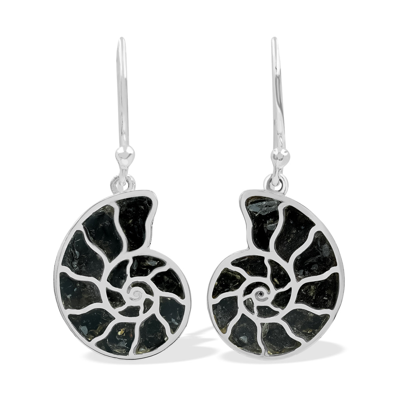 Arete Starborn Nautilus amonita con incrustaciones de piedras preciosas en plata de ley - Extra pequeño